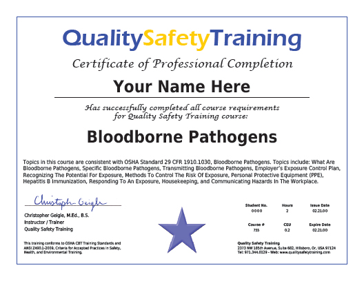 training certificate sample
